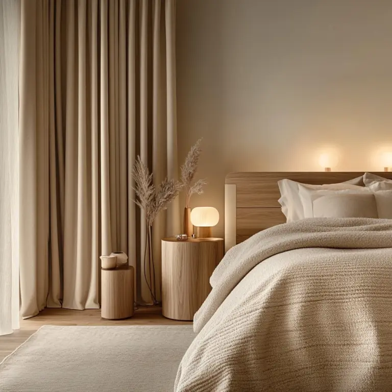 bedroom curtains beige 1