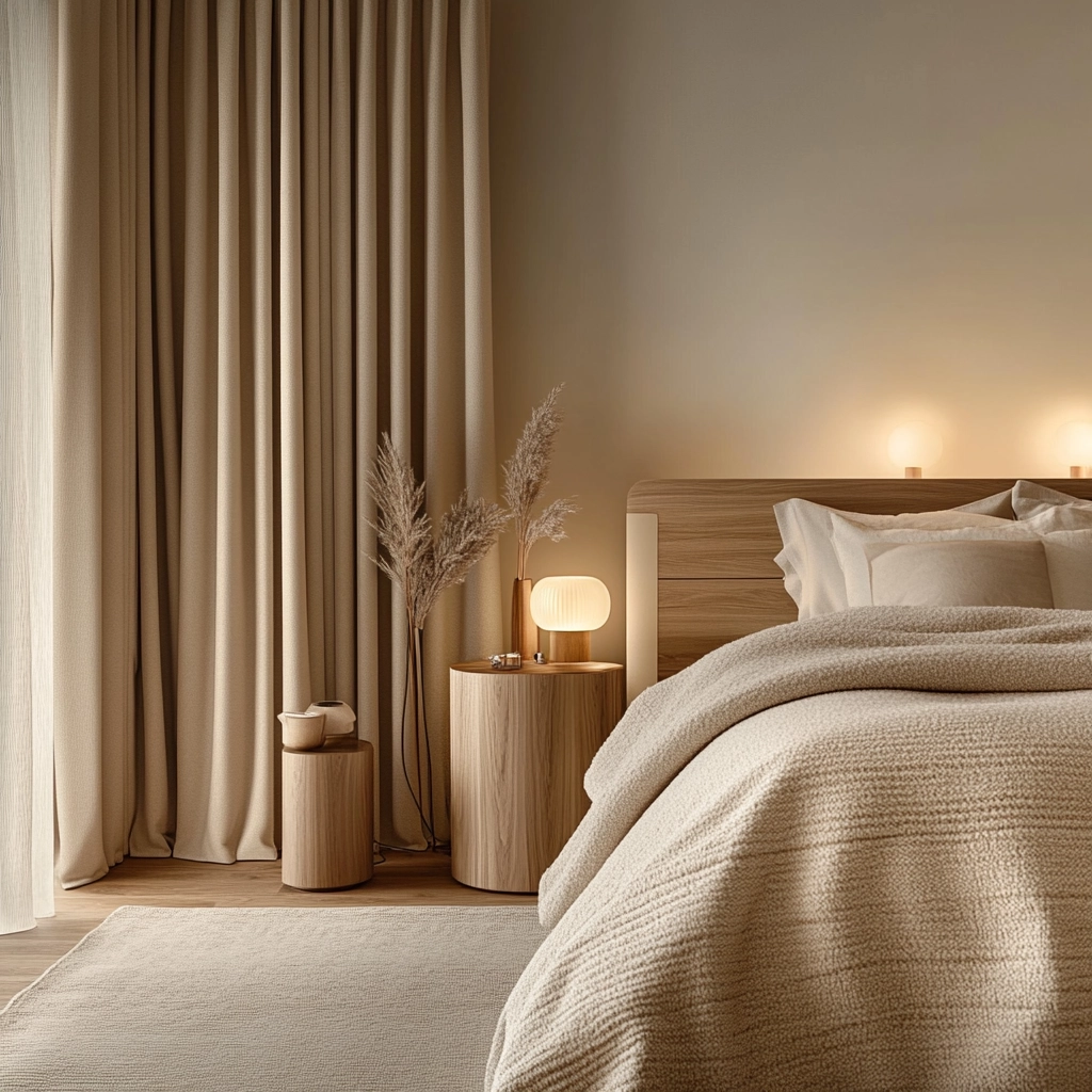 bedroom curtains beige 1