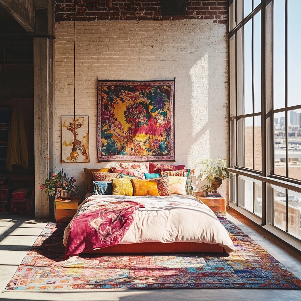 bedroom rug placement 17