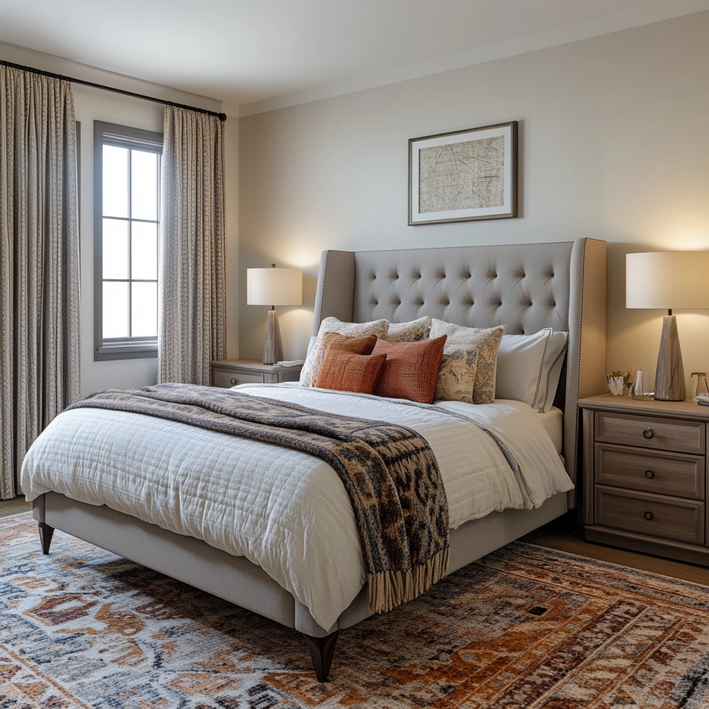 bedroom rug placement 43