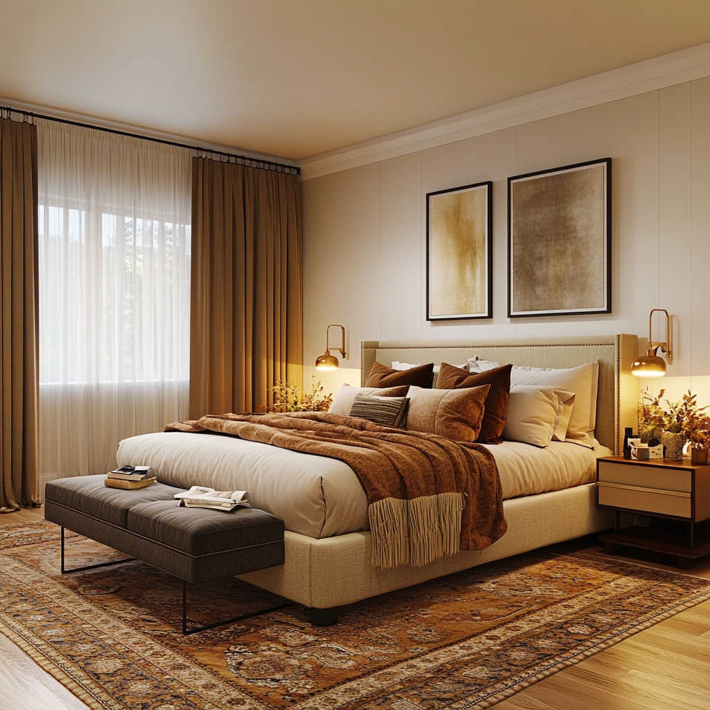 bedroom rug placement 44