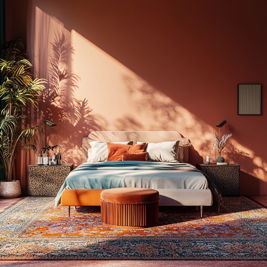 bedroom rug placement 46