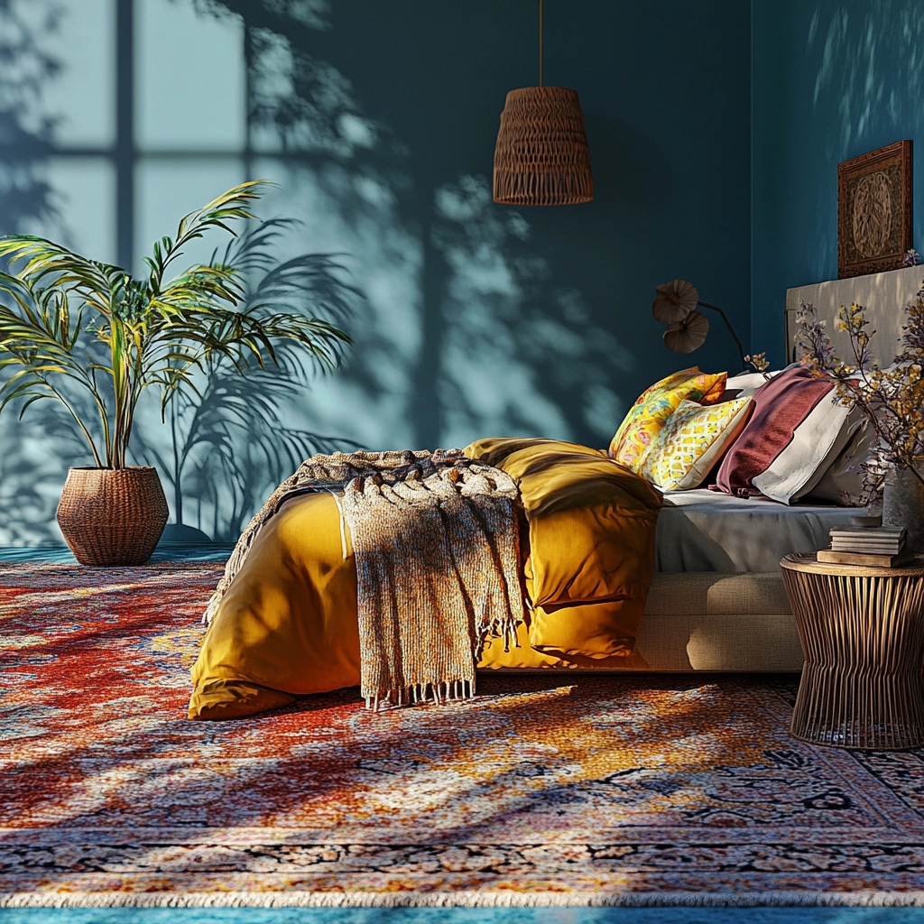 bedroom rug placement 47