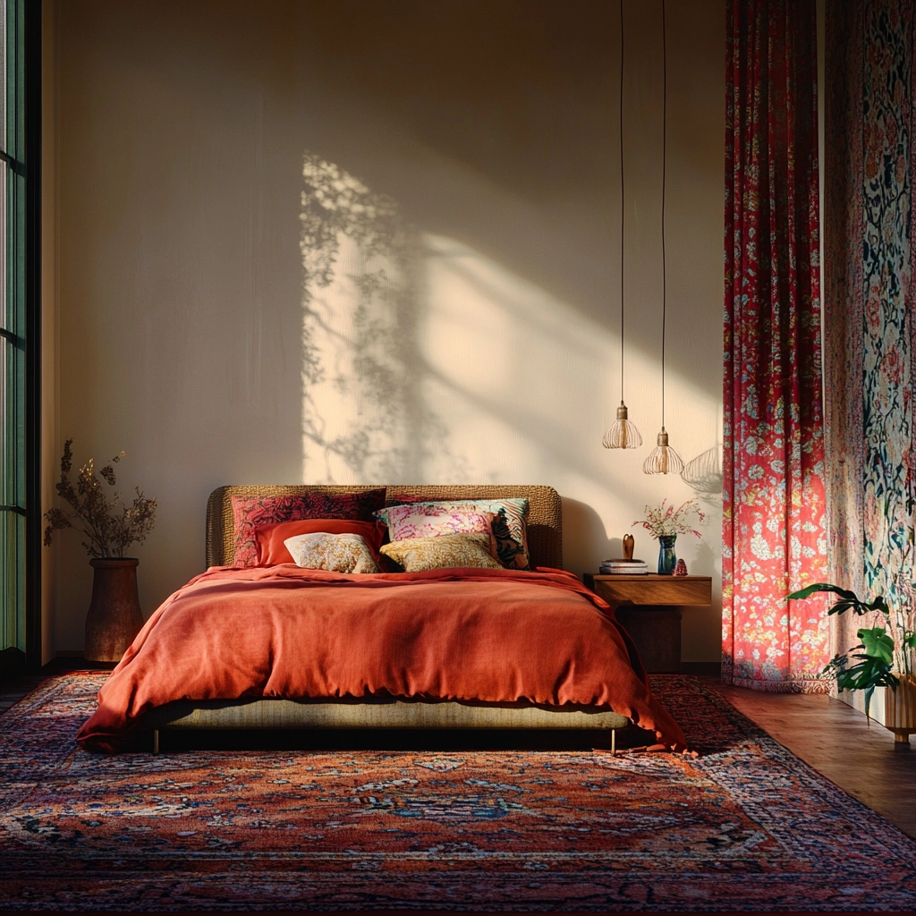 bedroom rug placement 48