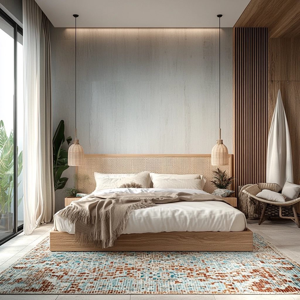 bedroom rug placement 61