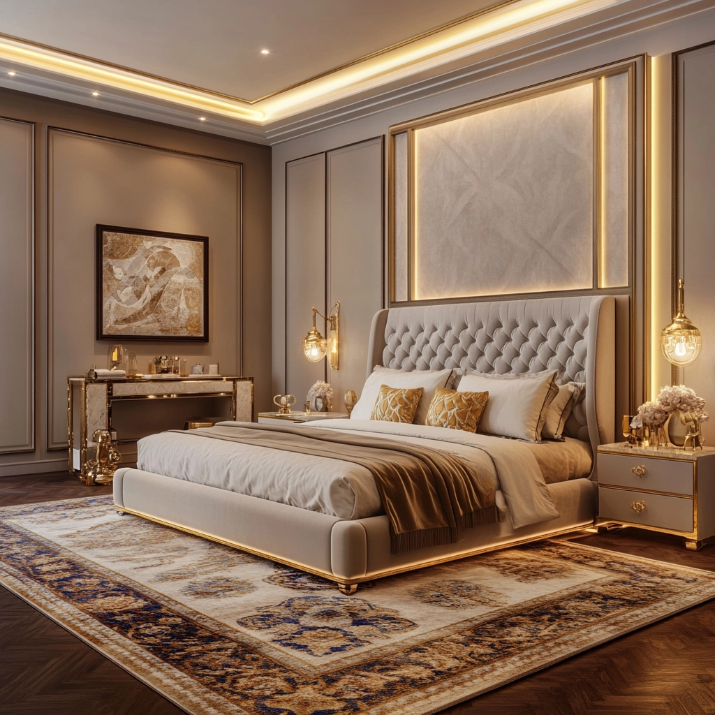 bedroom rug placement 9