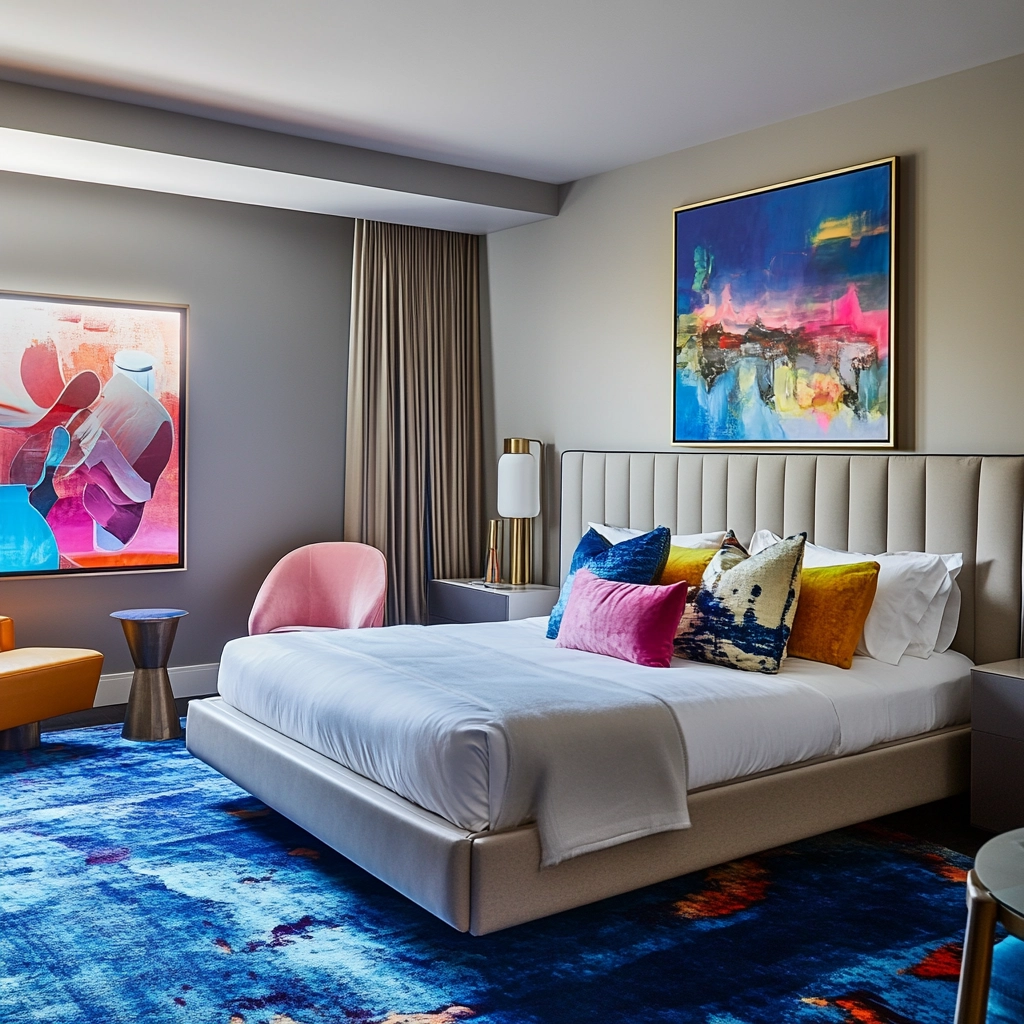 bedroom with blue rug 13
