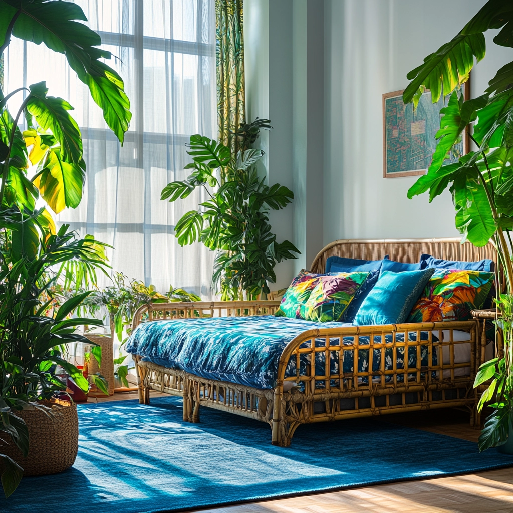 bedroom with blue rug 21