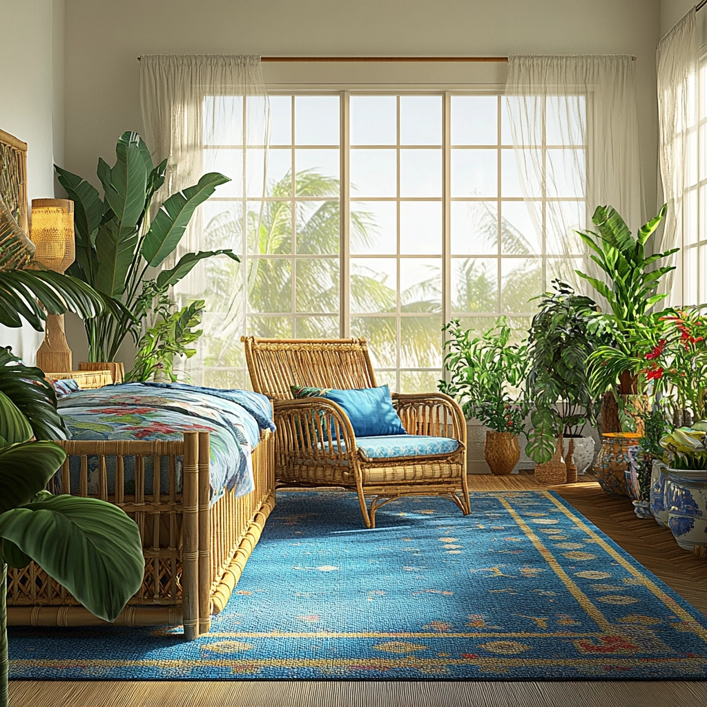 bedroom with blue rug 24