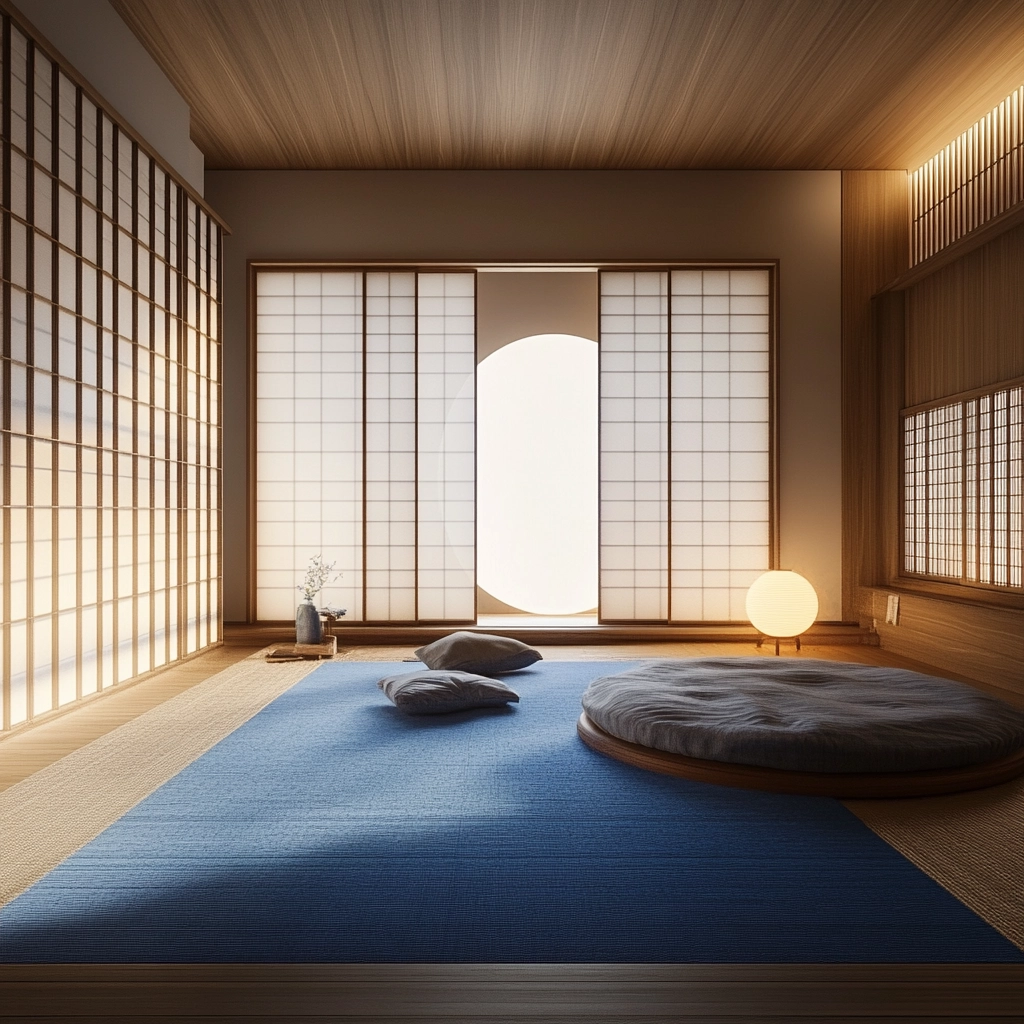 bedroom with blue rug 29