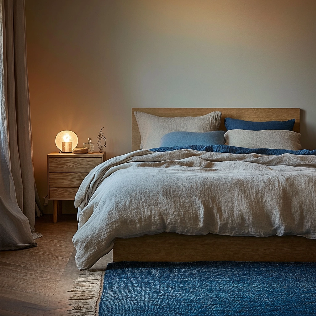 bedroom with blue rug 3