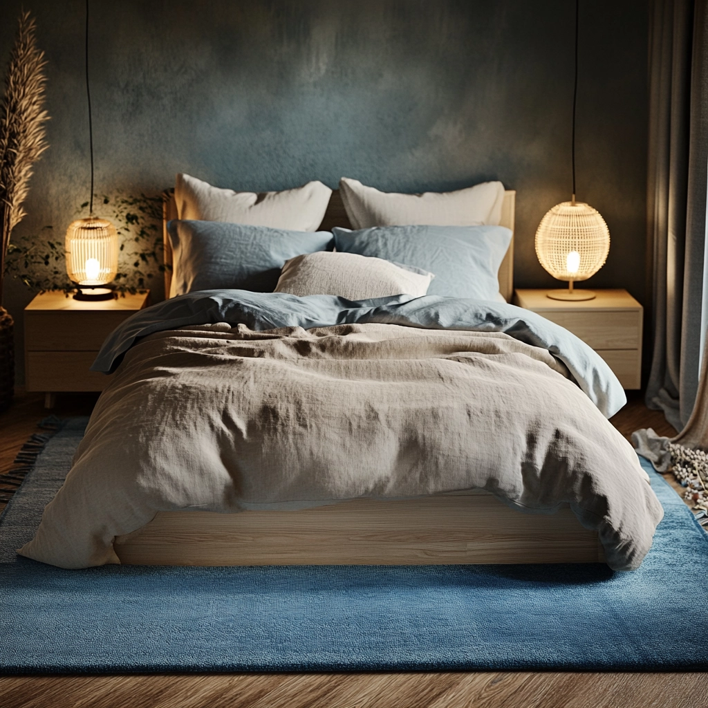 bedroom with blue rug 4
