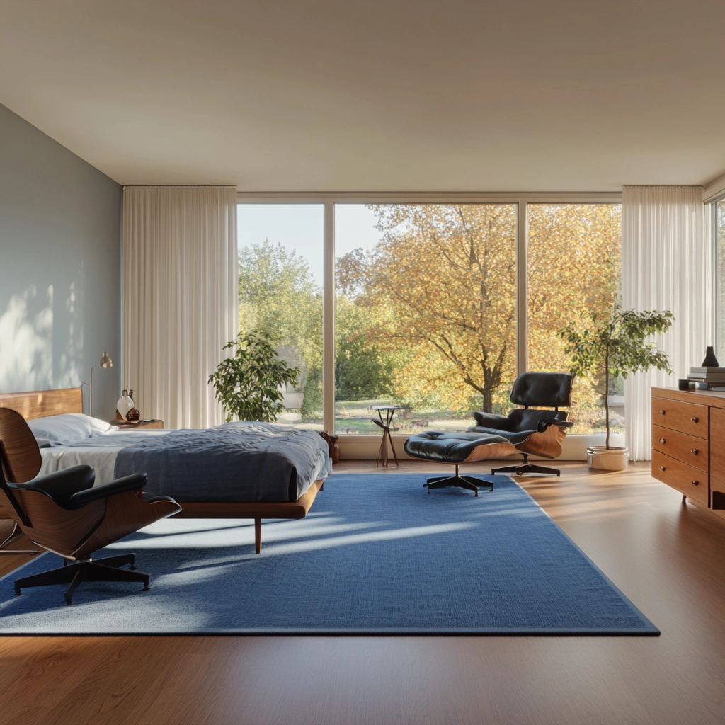 bedroom with blue rug 40