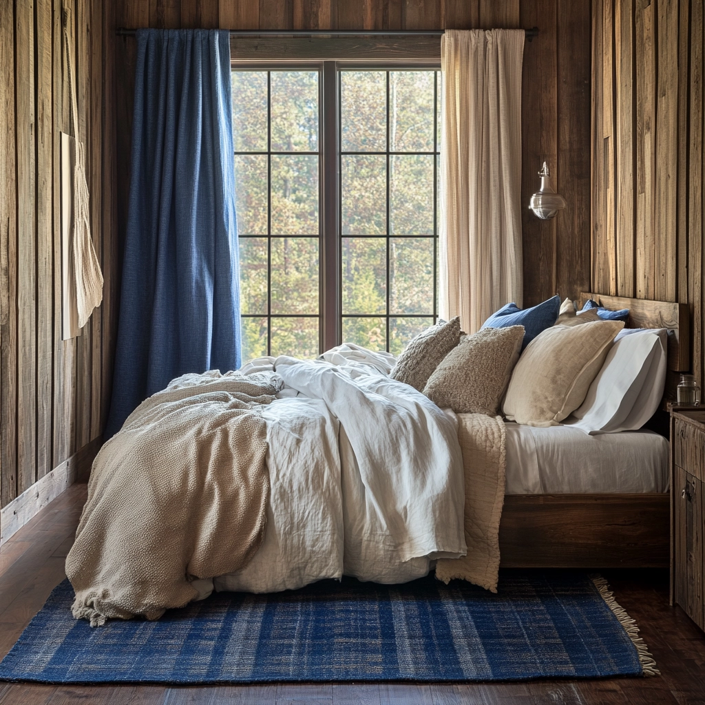 bedroom with blue rug 47