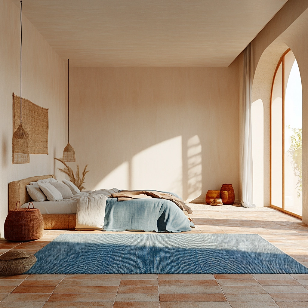 bedroom with blue rug 71