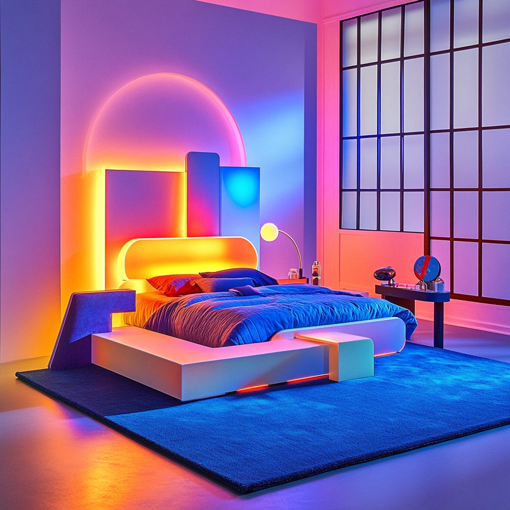 bedroom with blue rug 74