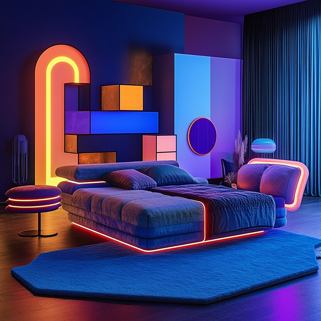 bedroom with blue rug 75