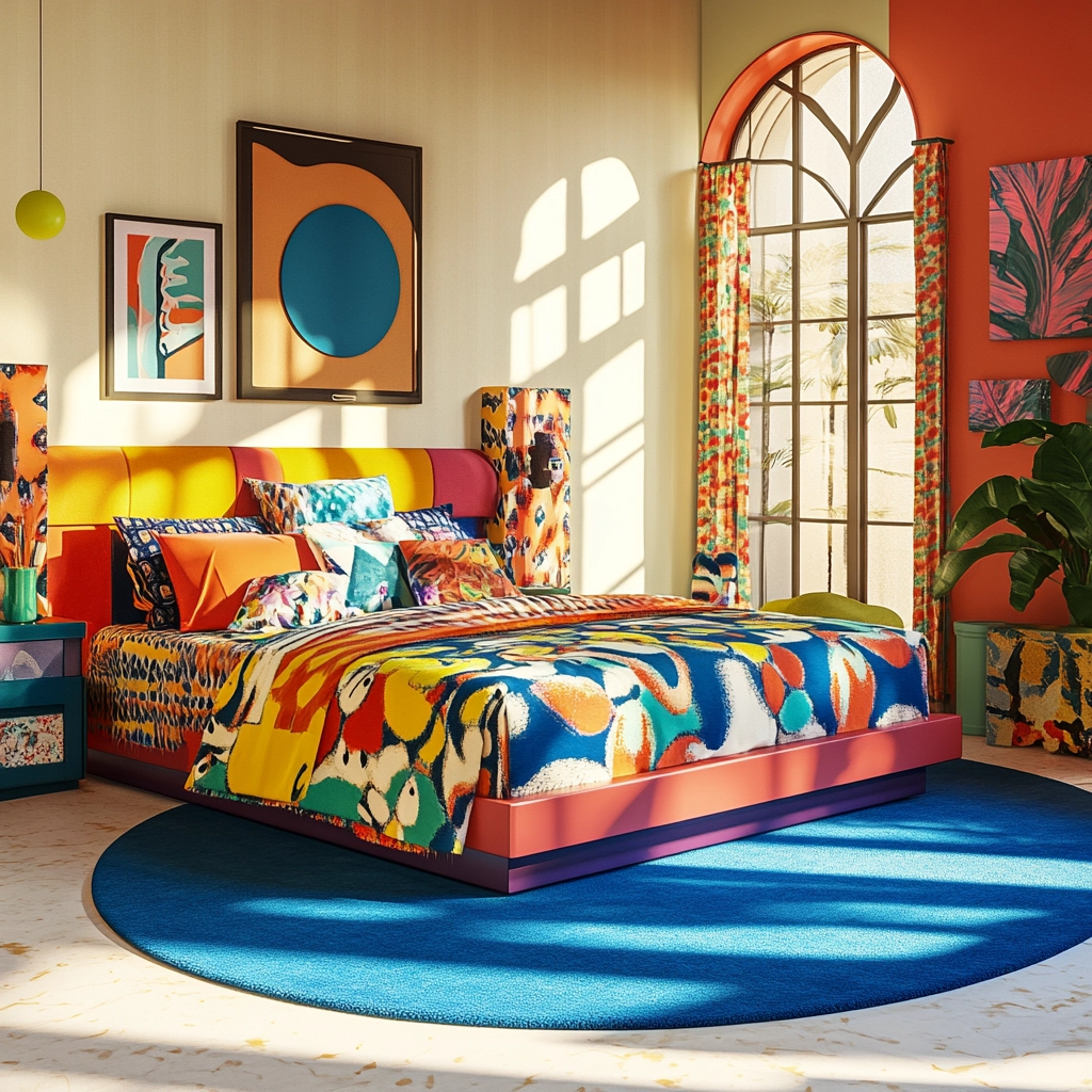 bedroom with blue rug 78