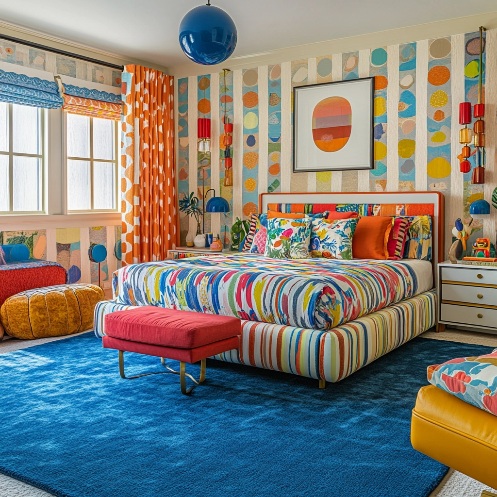 bedroom with blue rug 79
