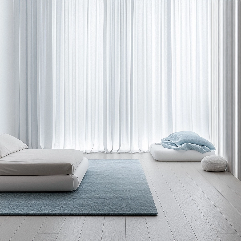 bedroom with blue rug 8