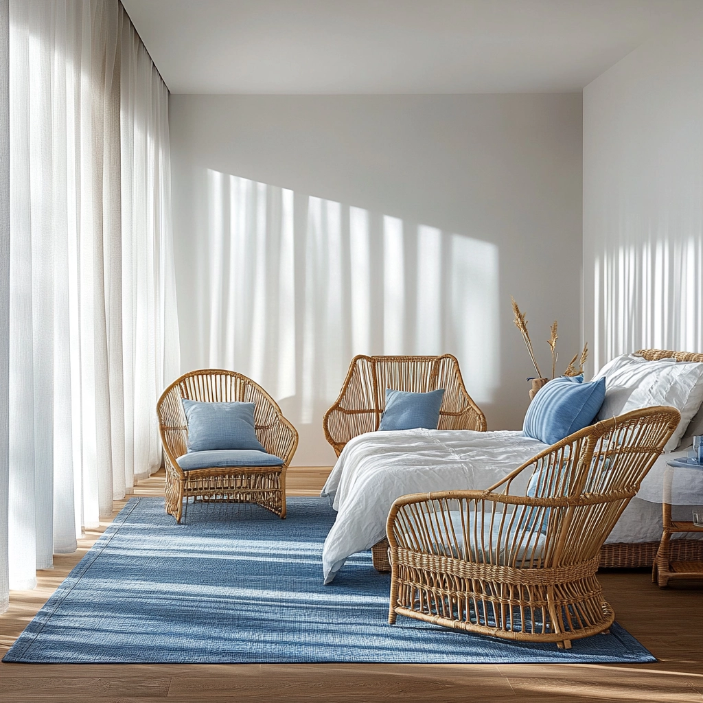 bedroom with blue rug 9