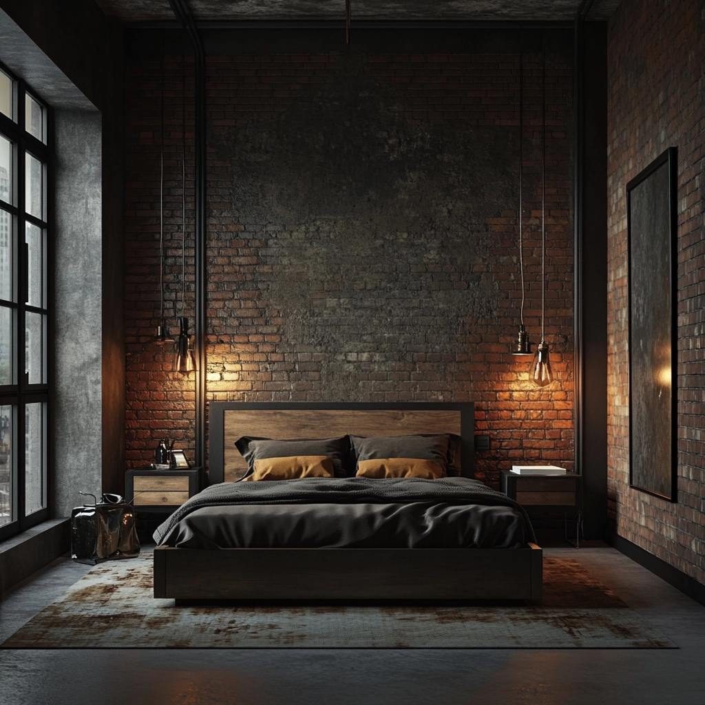 bedroom with dark grey carpet 16