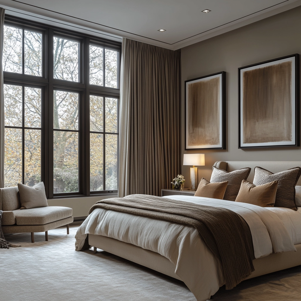 bedroom with dark grey carpet 50
