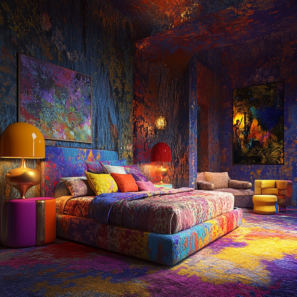 bedroom with dark grey carpet 55