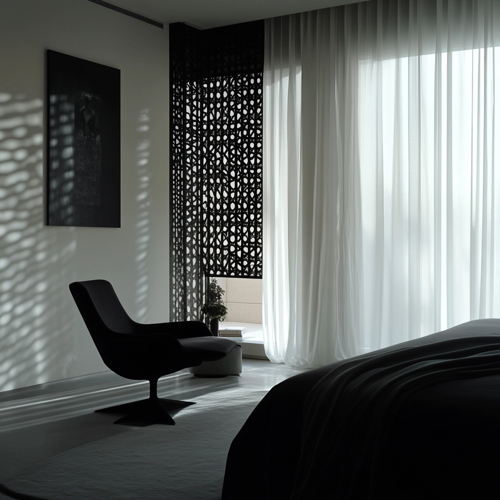 bedroom with dark grey carpet 6