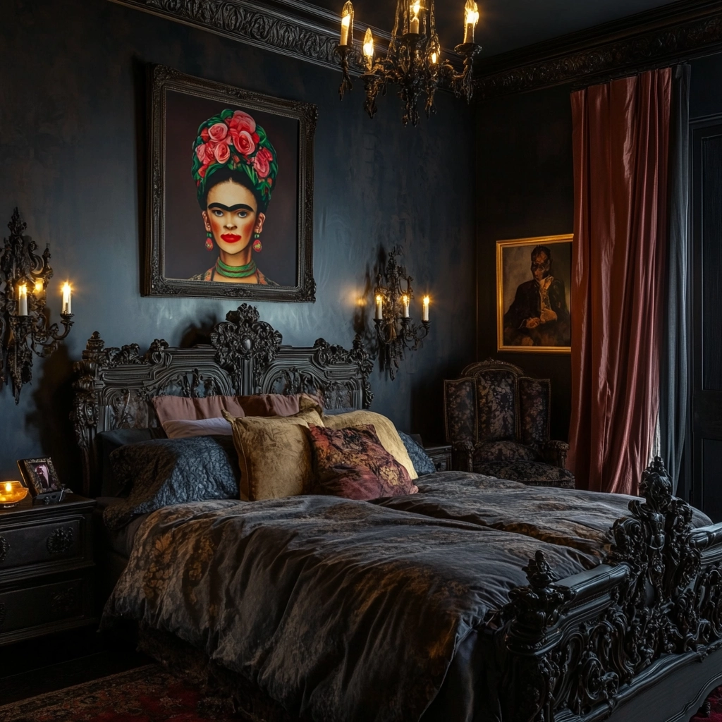 bedroom with dark grey carpet 66