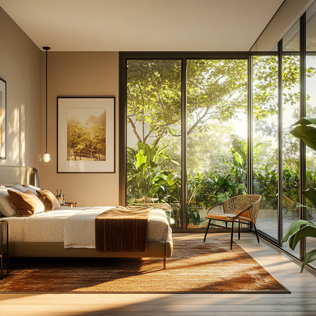 bedroom with dark grey carpet 76