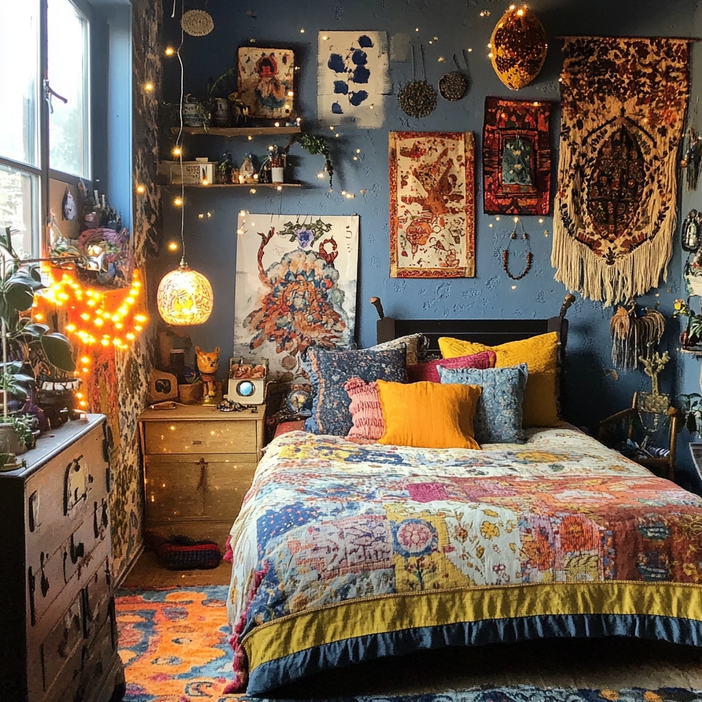 bedroom with dark grey carpet 78