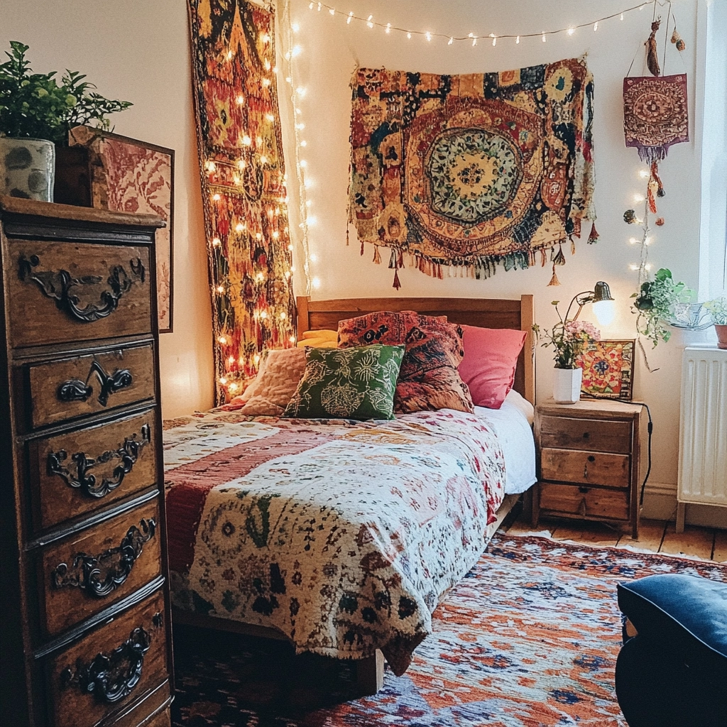 bedroom with dark grey carpet 80