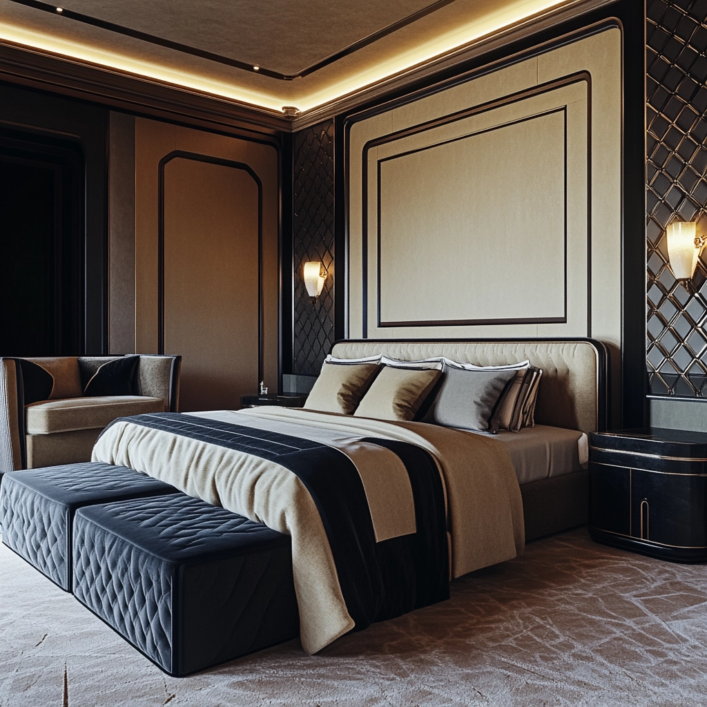 beige and black bedroom ideas 68