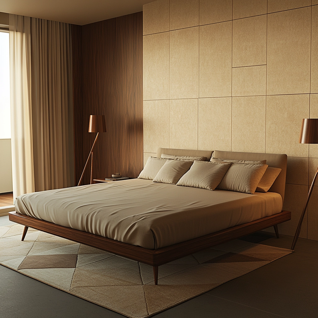beige and dark wood bedroom 24
