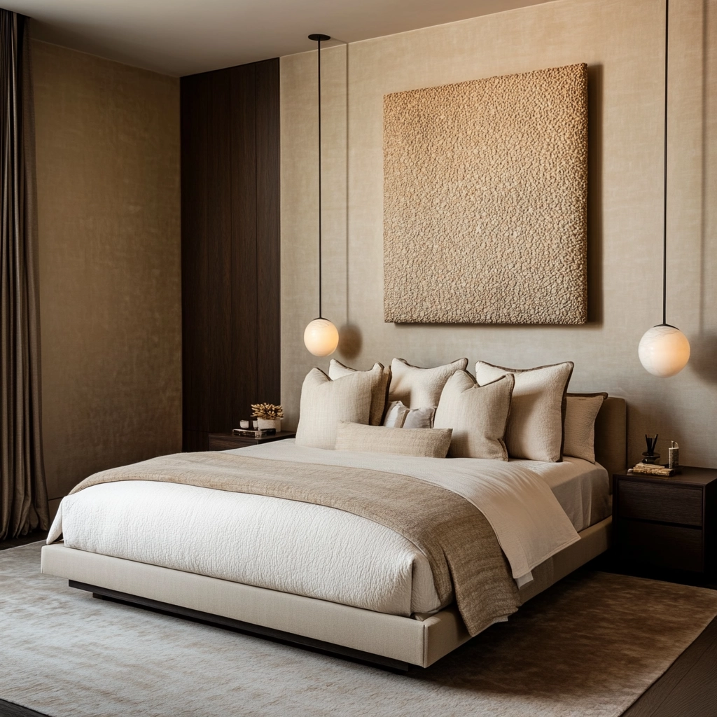 beige and dark wood bedroom 5