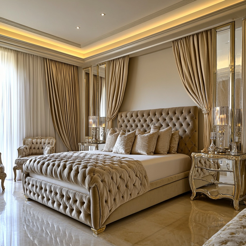 beige and gold bedroom 19