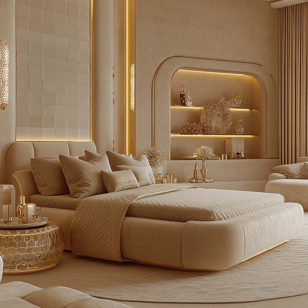 beige and gold bedroom 56