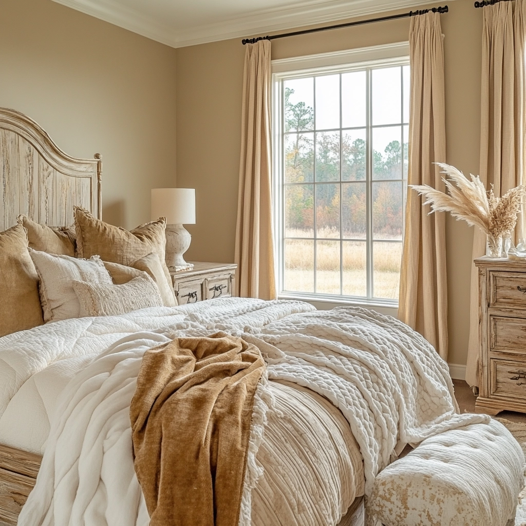 beige and gold bedroom 71