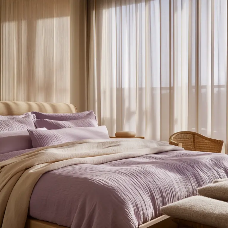 beige and lavender bedroom 1