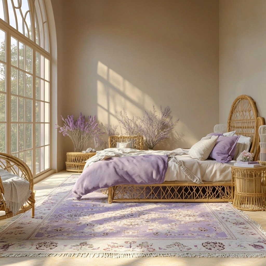 beige and lavender bedroom 10