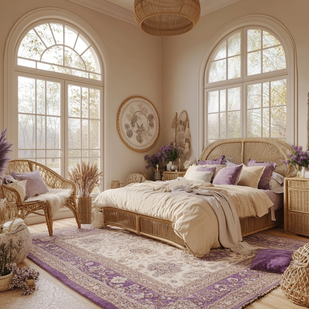 beige and lavender bedroom 11