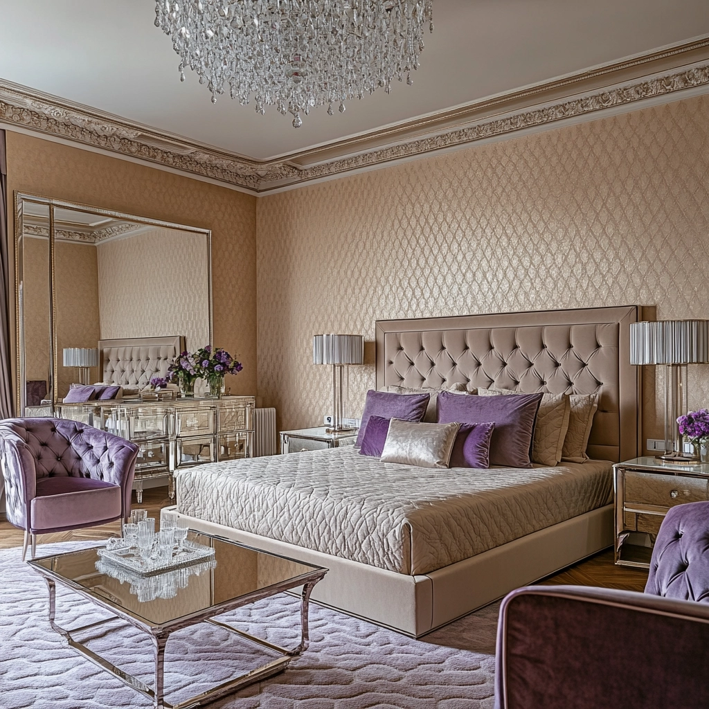 beige and lavender bedroom 13