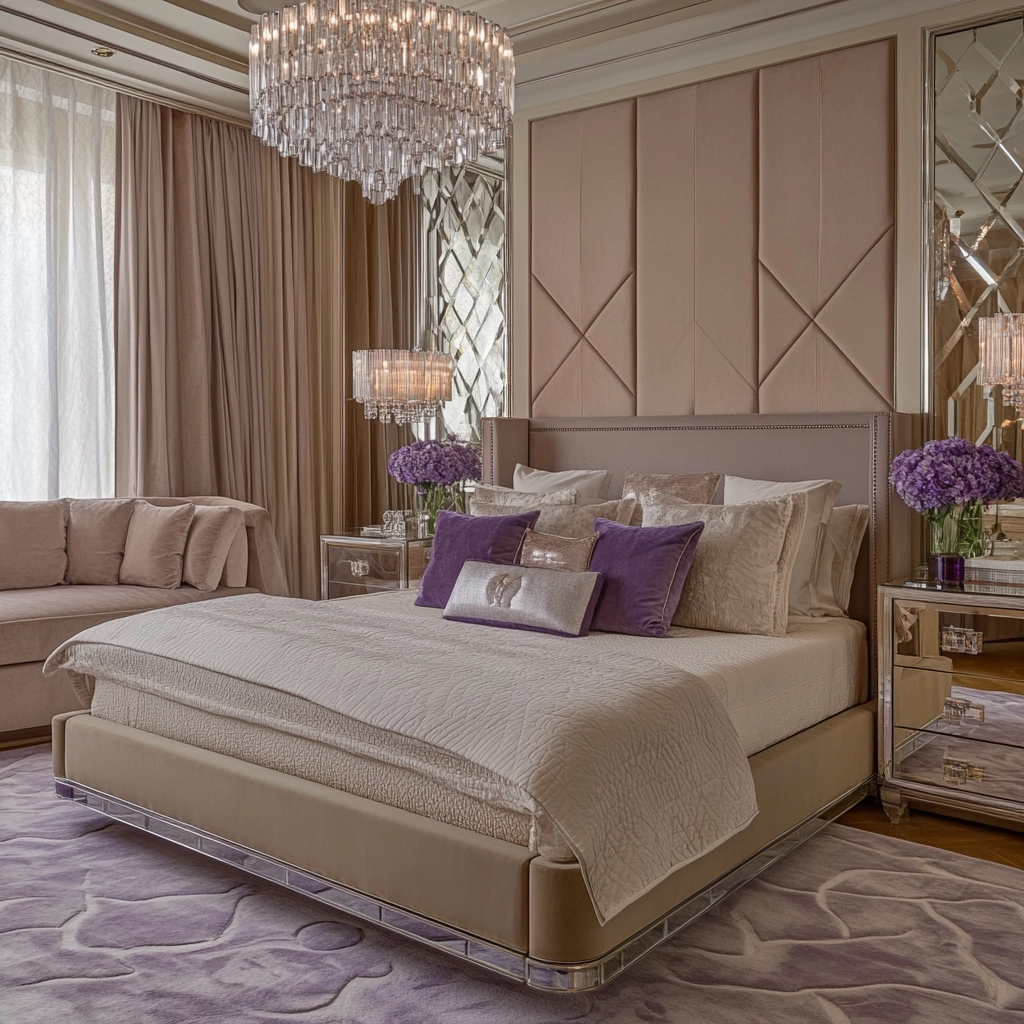 beige and lavender bedroom 14