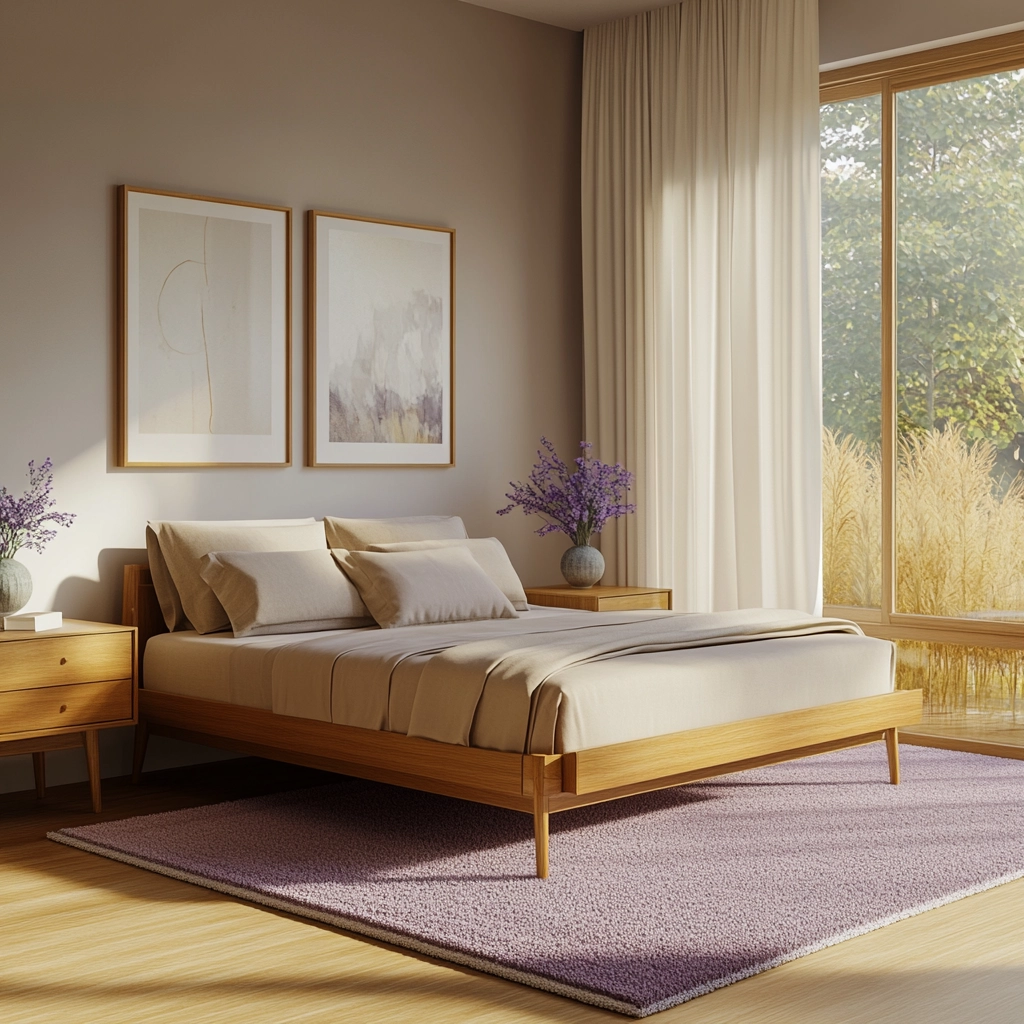 beige and lavender bedroom 24
