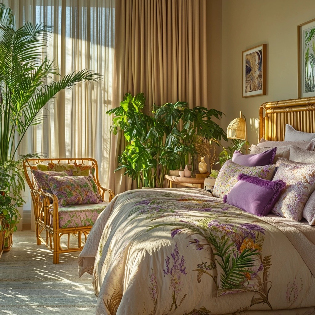 beige and lavender bedroom 25