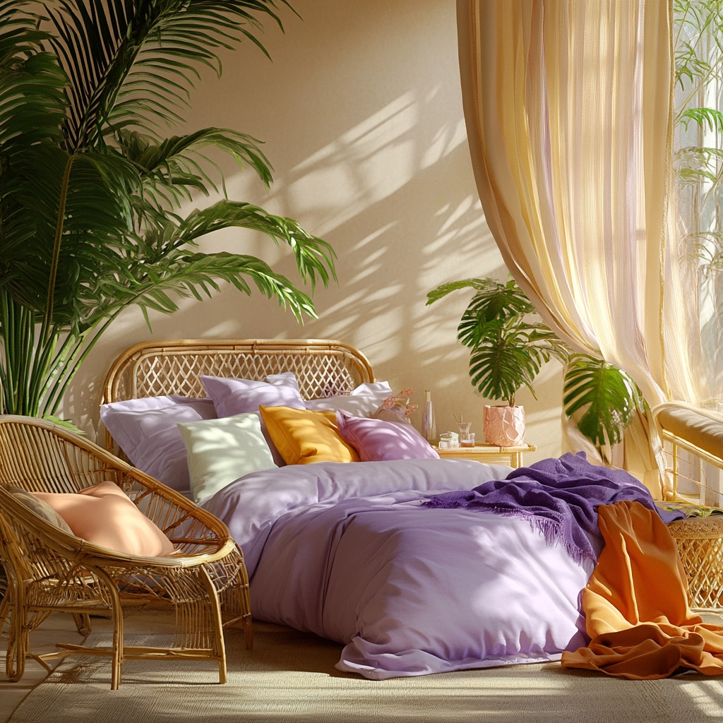 beige and lavender bedroom 27