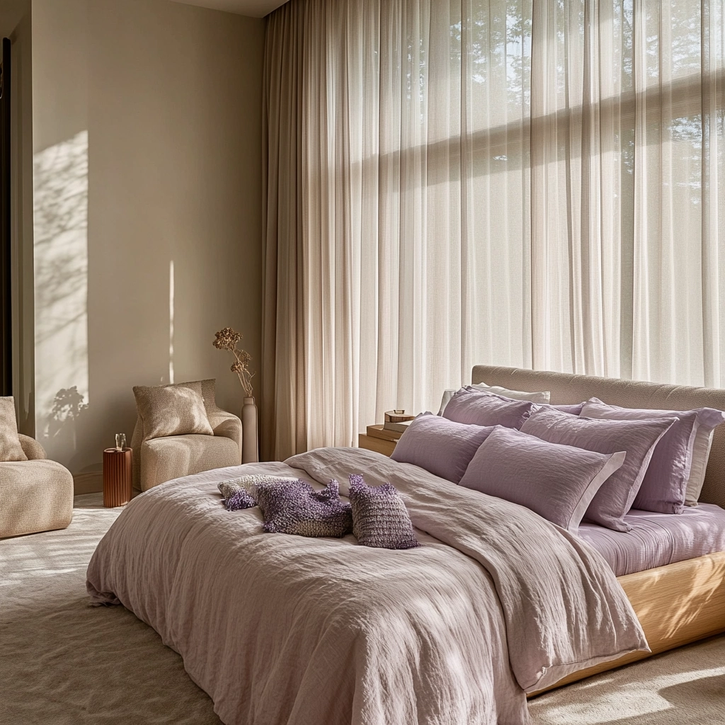 beige and lavender bedroom 3