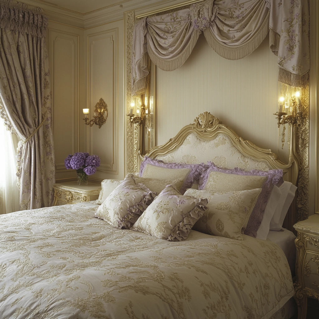 beige and lavender bedroom 33