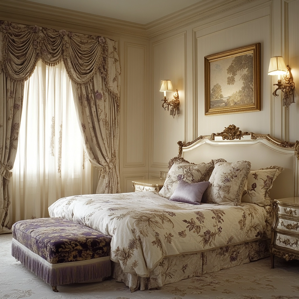 beige and lavender bedroom 35